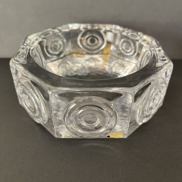 Vintage Midcentury‎ Skruf Art Glass Bowl Sweden Bengt Edenfalk Octogonal Circles - Picture 4 of 7